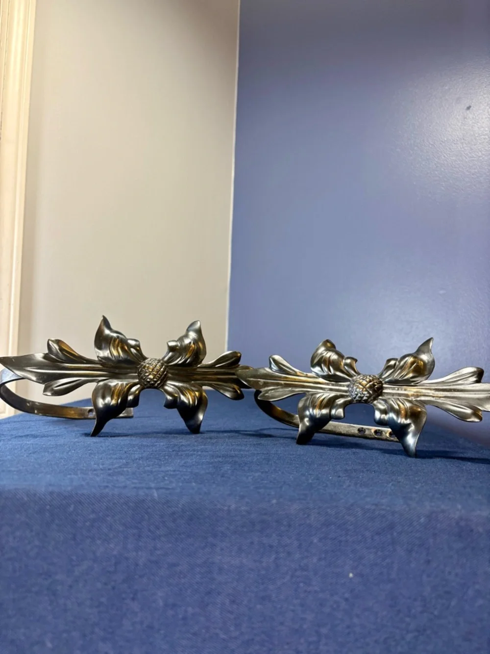 Decorative Floral Wall Hooks for Curtain Pull backs  - Set of 2